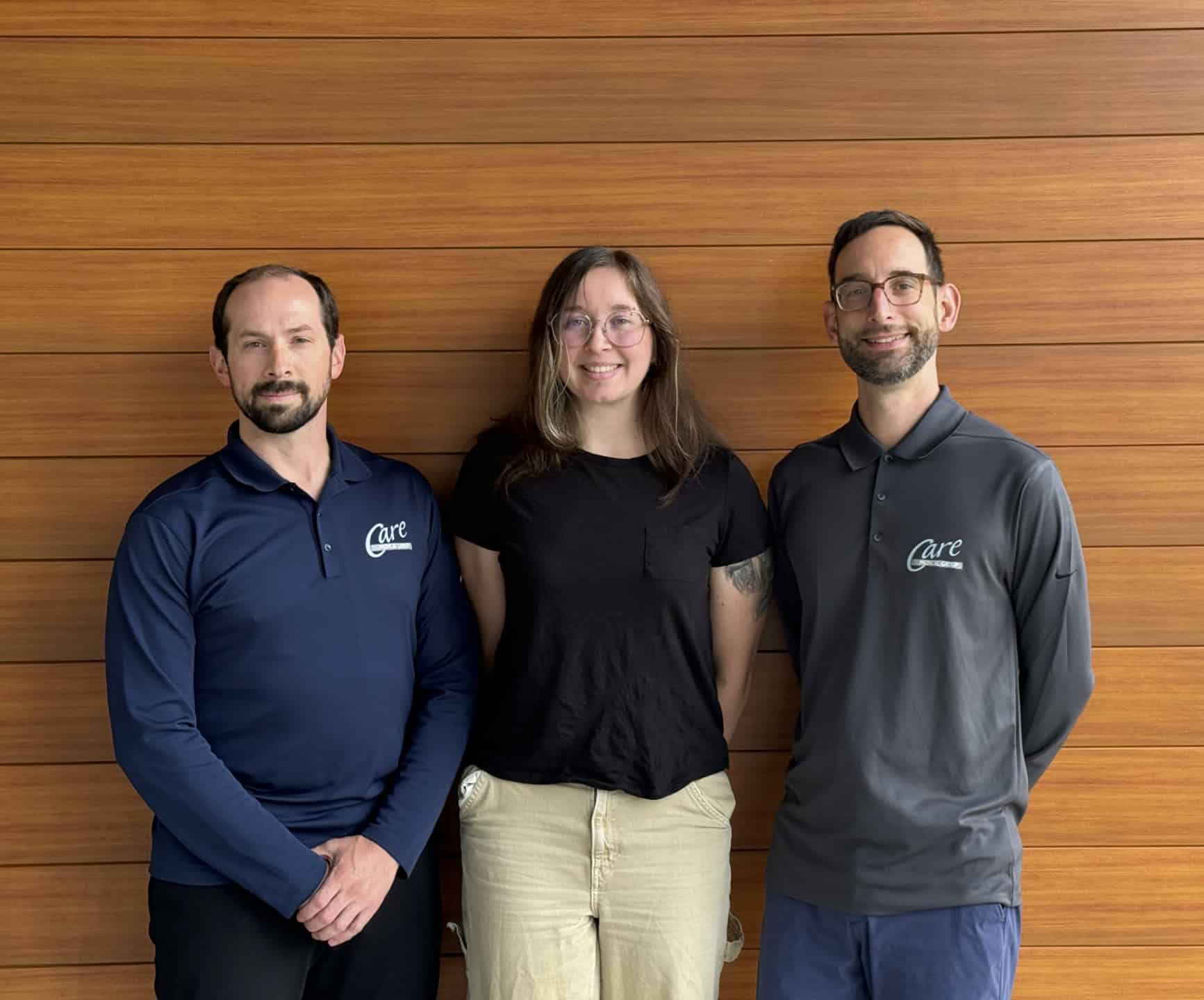 From left to right: Shawn Fife (DPT), Madelyn "Maddy" Axelson (PT Aide), and Nathan Wright (PT Assistant)